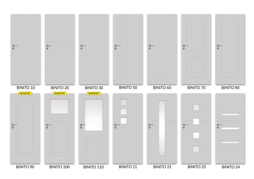 Opcje drzwi wewnętrznych z serii Binito, DRE - Salony HOFF