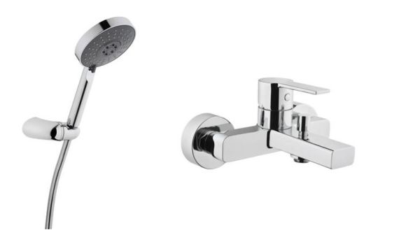 Zestaw Flo S Bateria Wannowo-Prysznicowa + Słuchawka Master Slot 3F Chrom Vitra
