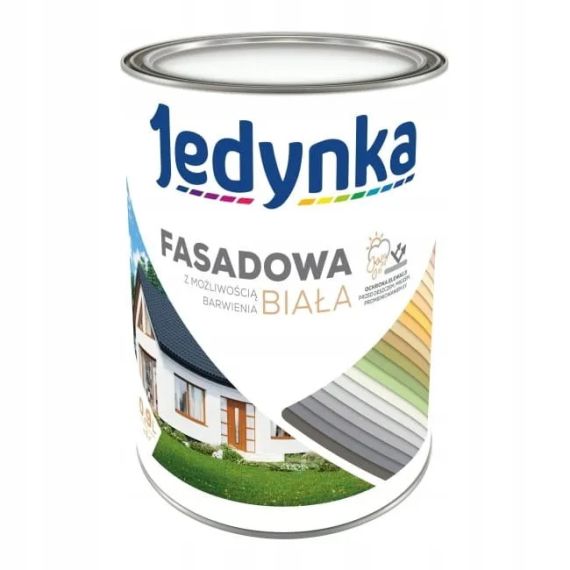 5902829544725 Farba Akrylowa Jedynka Fasadowa Biała Baza 0,9L Jedynka