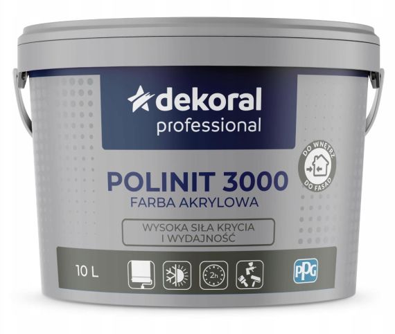 Farba Akrylowa Professional Polinit 3000 HS 10L Baza ZN Dekoral Farba Akrylowa Professional Polinit 3000 HS 10L Baza ZN Dekoral
