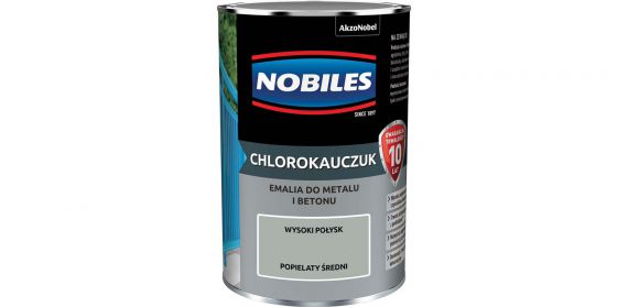 Farba Chlorokauczukowa Do Metalu i Betonu Popielaty Średni 0,9L Nobiles