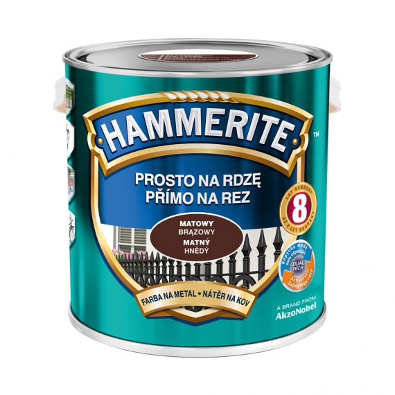 Farba Prosto Na Rdzę Matowy Brązowy 2.5L Hammerite