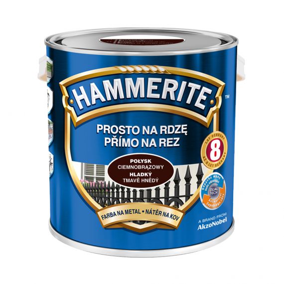 Farba Prosto Na Rdzę Połysk Ciemnobrązowy 2.5L Hammerite