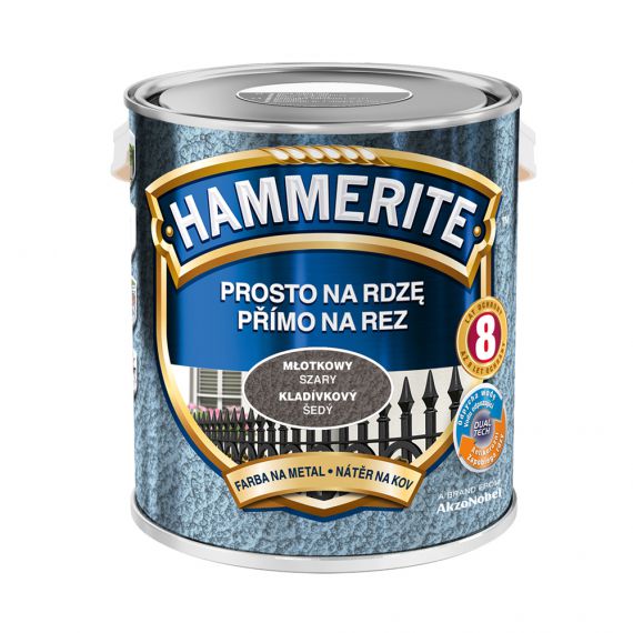 Farba Prosto Na Rdzę Młotkowy Szary 2.5L Hammerite