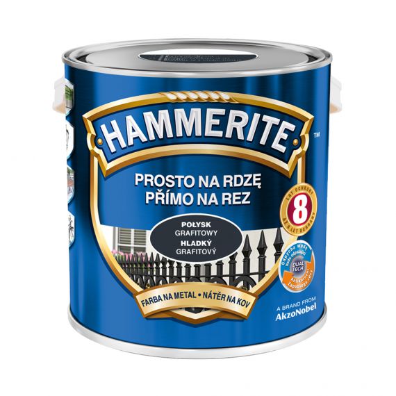 Farba Prosto Na Rdzę Połysk Grafitowy 2.5L Hammerite