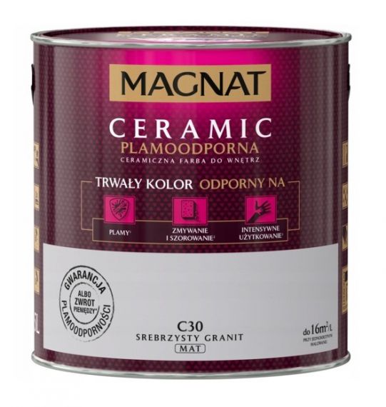 Farba Ceramiczna Plamoodporna Magnat Ceramic C30 Srebrzysty Granit 2,5l