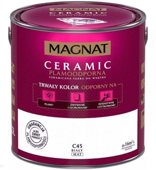 Farba Ceramiczna Plamoodporna Magnat Ceramic C45 Biały 2,5l