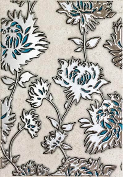 Dekor Ścienny Gris Flower Turkus 36x25 Domino