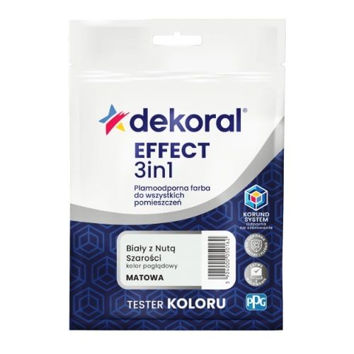 Farba Lateksowa Plamoodporna Effect 3in1 0.04L Biały Z Nutą Szarości Tester Dekoral Farba Lateksowa Plamoodporna Effect 3in1 0.04L Biały Z Nutą Szarości Tester Dekoral