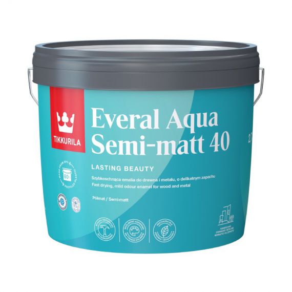 Emalia Akrylowa Everal Aqua Semi Mat 9L Baza-A Tikkurila