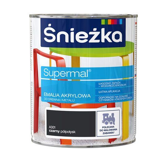 Emalia Akrylowa Supermal Czarny A301 0,8 L Śnieżka Emalia Akrylowa Supermal Czarny A301 0,8 L Śnieżka