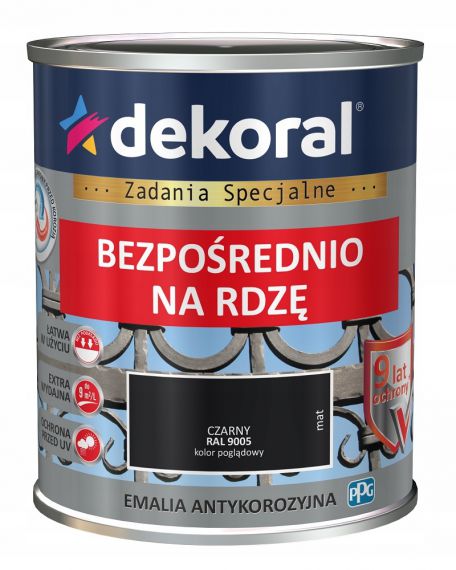 Emalia Antykorozyjna Czarny 0.65L Mat RAL 9005 Dekoral