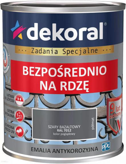 Emalia Antykorozyjna Szary Bazaltowy Półmat 0.65L RAL 7012 Dekoral