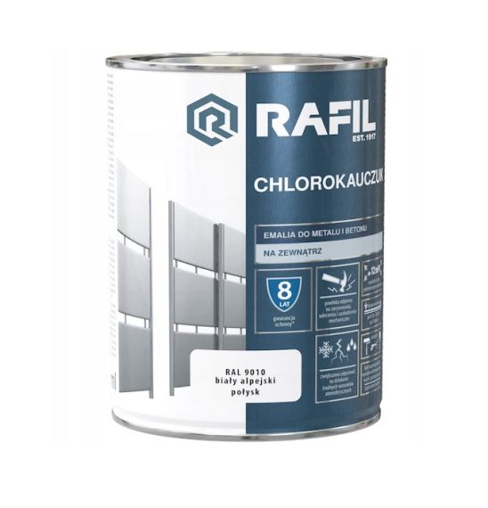 Emalia Chlorokauczukowa Biały Alpejski Ral 9010 0,9 L Rafil Emalia Chlorokauczukowa Biały Alpejski Ral 9010 0,9 L Rafil