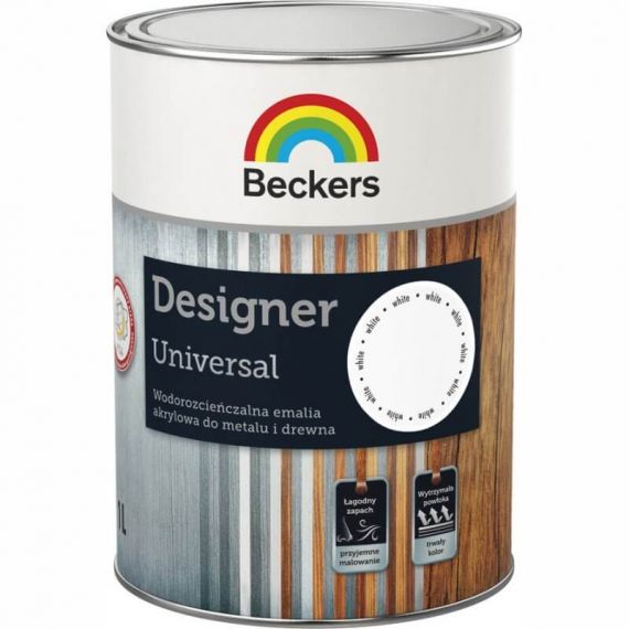 Emalia Akrylowa Designer Universal White Półmat 1L Beckers