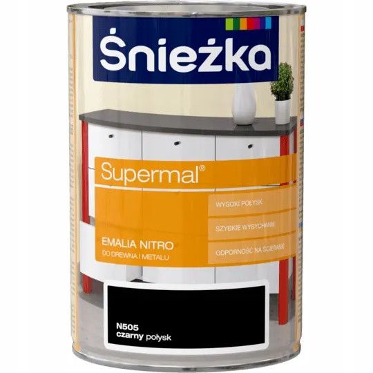 Emalia Supermal Nitro Czarny Połysk 0.8 L Śnieżka