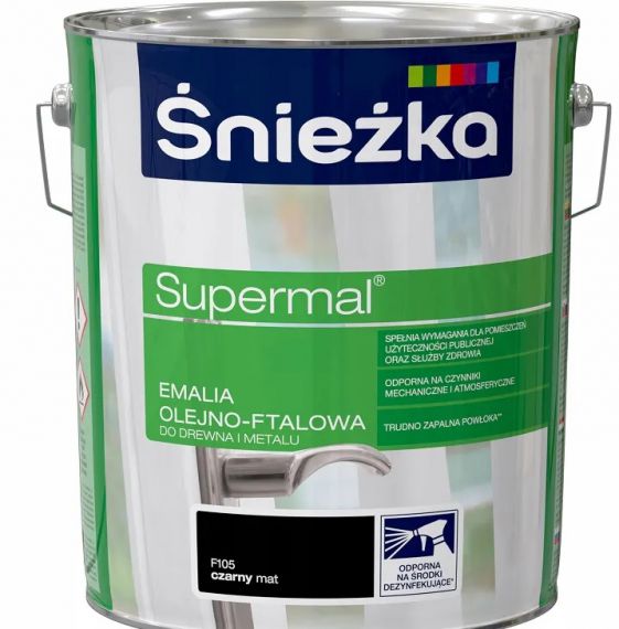 Emalia Olejno-Ftalowa Supermal 10L Czarny Mat Śnieżka