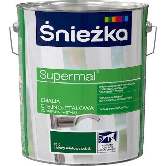 Emalia Olejno-Ftalowa Supermal 10L Zielony Miętowy Połysk Śnieżka