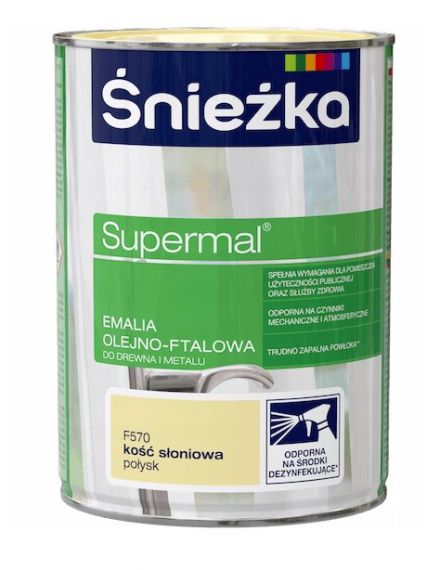 Emalia Olejno-Ftalowa Supermal Kość Słoniowa F570 0,8L Połysk Śnieżka