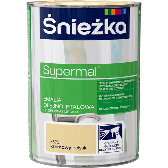 Emalia Olejno-Ftalowa Supermal Kremowy F575 0,8L Połysk Śnieżka