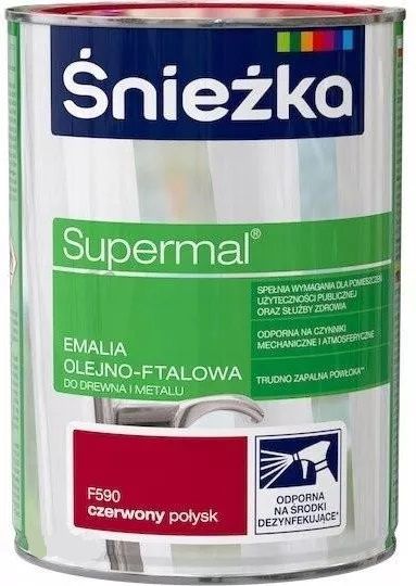 Emalia Olejno-Ftalowa Supermal Czerwony F590 0,8L Połysk Śnieżka