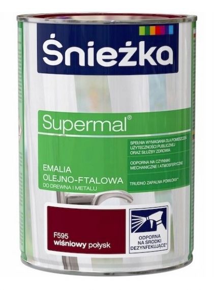 Emalia Olejno-Ftalowa Supermal Wiśniowy F595 0,8L Połysk Śnieżka