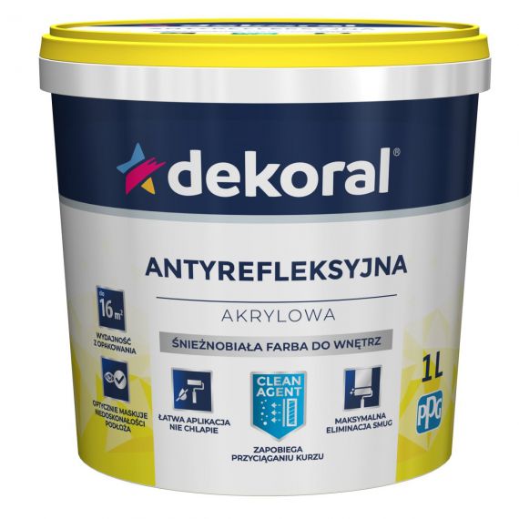 Farba Akrylowa Polinak Plus Śnieżnobiała Mat 1L Dekoral