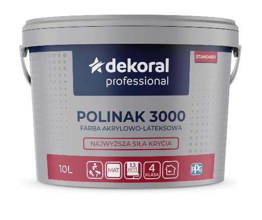 Farba Akrylowo-Lateks Professional Polinak 3000 Baza Zn 9,32L Dekoral