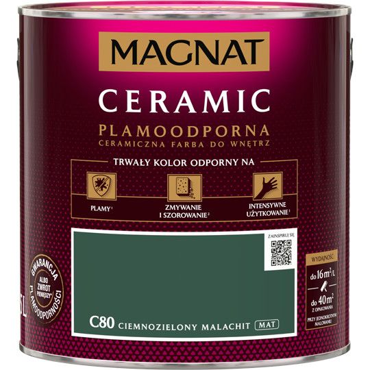 Farba Ceramiczna Ceramic Ciemnozielony Malachit C80 2.5L Magnat Farba Ceramiczna Ceramic Ciemnozielony Malachit C80 2.5L Magnat