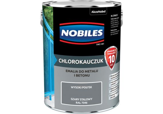 Farba Chlorokauczukowa Do Metalu I Betonu RAL 7046 Szary Stalowy 5L Nobiles