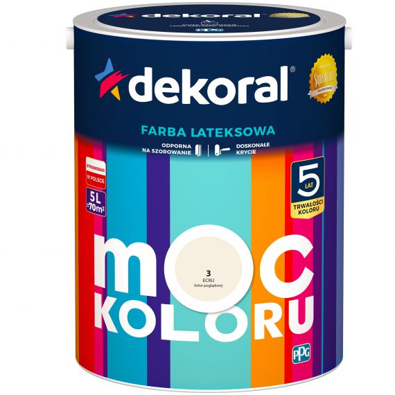 Farba Lateksowa Moc Koloru Ecru 5l Dekoral