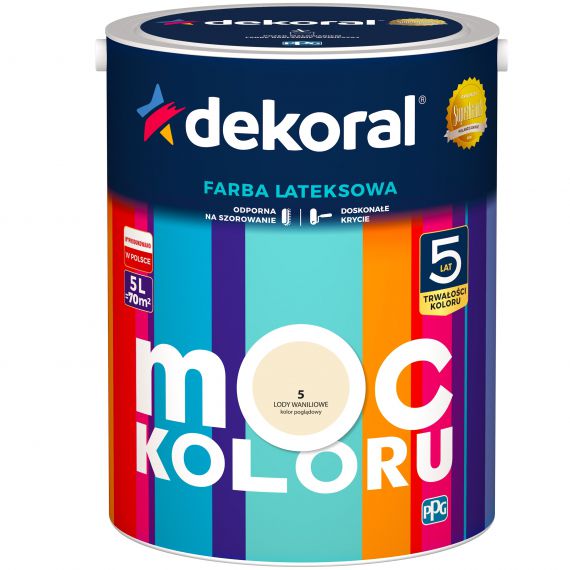 Farba Lateksowa Moc Koloru Lody Waniliowe 5l Dekoral