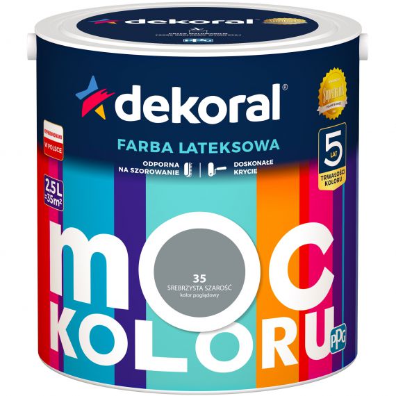 Farba Lateksowa Moc Koloru Srebrzysta Szarość 2,5l Dekoral