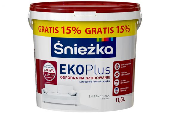 Farba Lateksowa Eko Plus Biały Mat 11.5 L Śnieżka