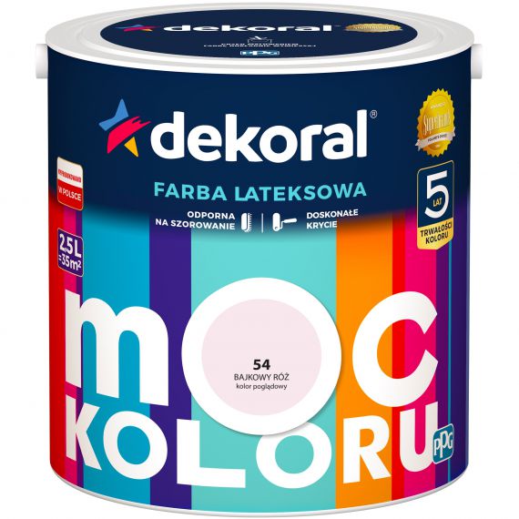 Farba Lateksowa Moc Koloru Bajkowy Róż 2,5l Dekoral