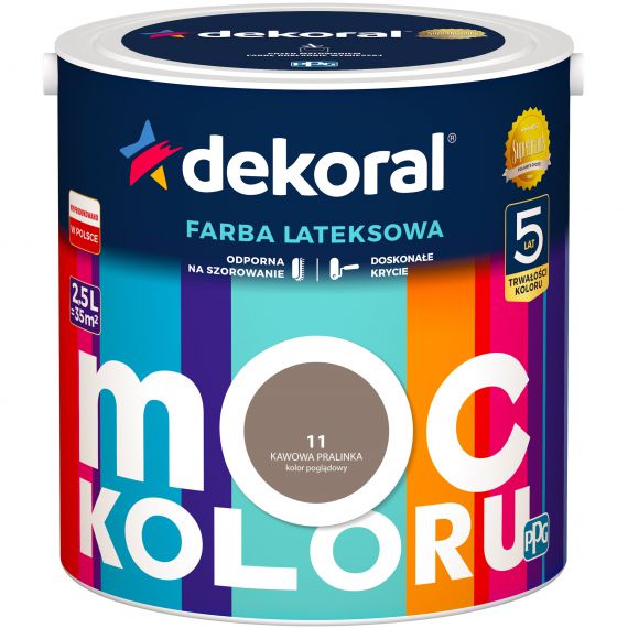 Farba Lateksowa Moc Koloru Kawowa Pralinka 2,5l Dekoral