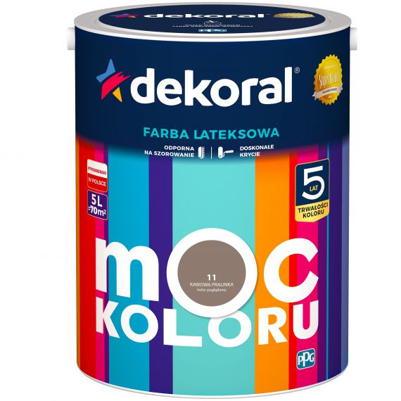 Farba Lateksowa Moc Koloru Kawowa Pralinka 5l Dekoral