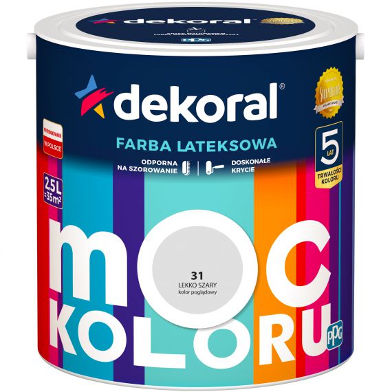 Farba Lateksowa Moc Koloru Lekko Szary 2,5 l Dekoral