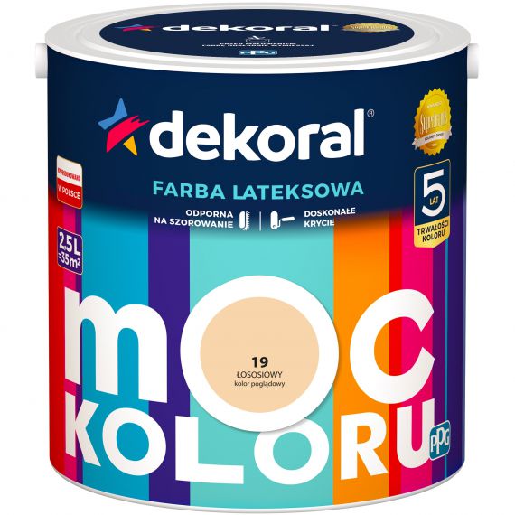 Farba Lateksowa Moc Koloru Łososiowy 2,5l Dekoral