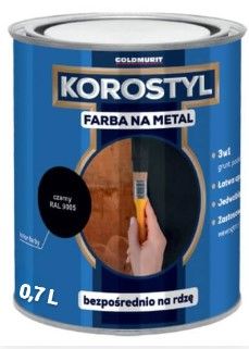 Farba Na Metal Korostyl Czarny 9005 0,7L Goldmurit