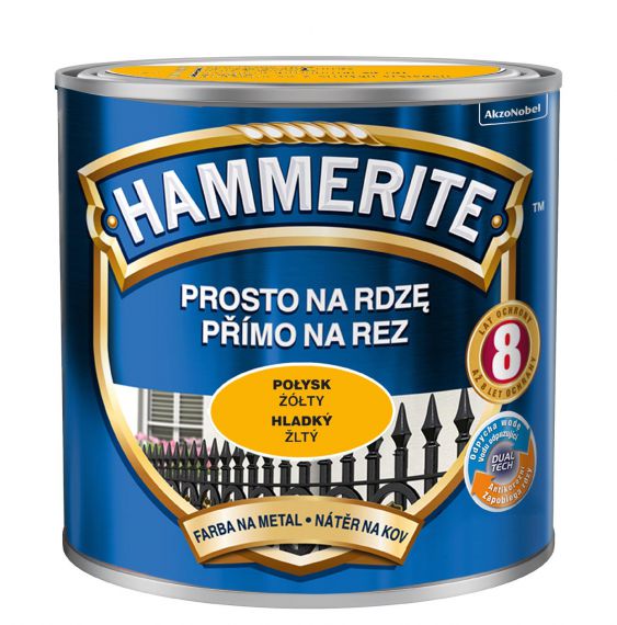 Farba Na Metal Prosto Na Rdzę Żółty Połysk 0.25 L Hammerite