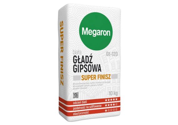 Gładź Gipsowa Gt-120 Super Finisz 10Kg Biała Megaron