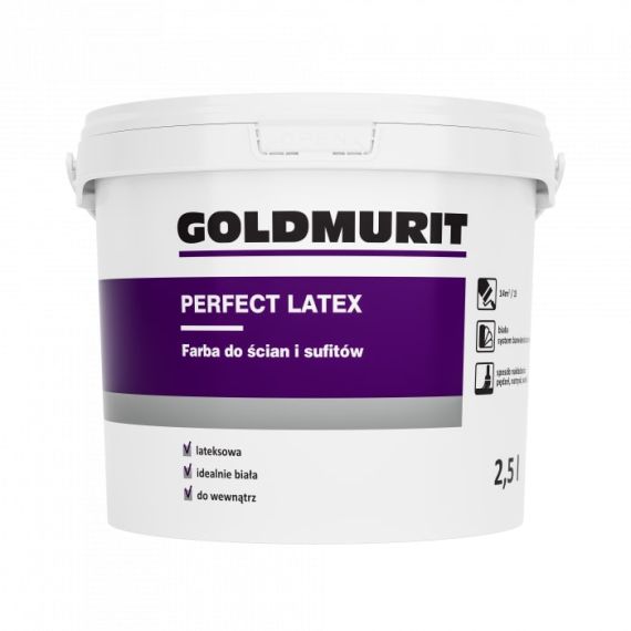 Farba Do Ścian i Sufitów Perfect Latex Biała/Baza1 2,5l Goldmurit Farba Do Ścian i Sufitów Perfect Latex Biała/Baza1 2,5l Goldmurit