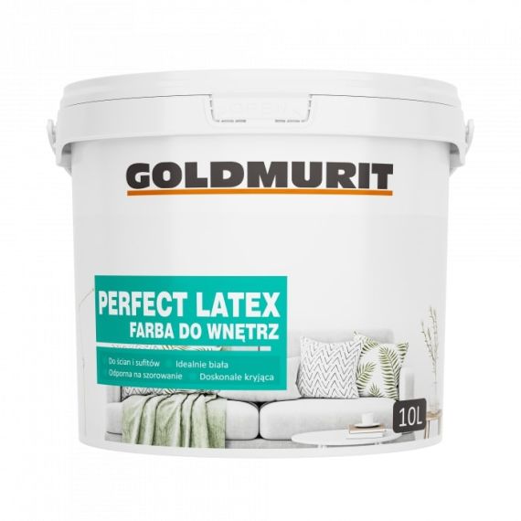 Farba Do Ścian i Sufitów PERFECT LATEX Idealnie Biała 10l Goldmurit Farba Do Ścian i Sufitów PERFECT LATEX Idealnie Biała 10l Goldmurit