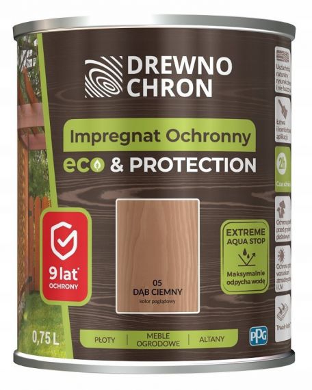 Impregnat Ochronny Eco&Protection Dąb Ciemny 0.75L Drewnochron