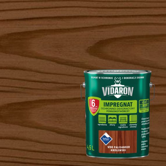Impregnat Ochronno-Dekoracyjny Powłokotwórczy V08 Palisander Królewski 4,5L Vidaron