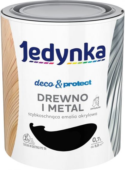 Farba Deco & Protect Drewno I Metal Czarny Poł, 0,7L Jedynka