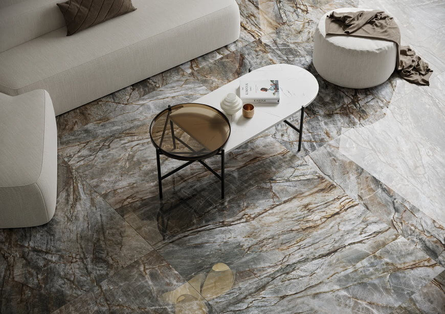 Kolekcja płytek imitacja kamienia Brazilian Quartzite Black Cerrad La Mania Home kraków Salon HOFF