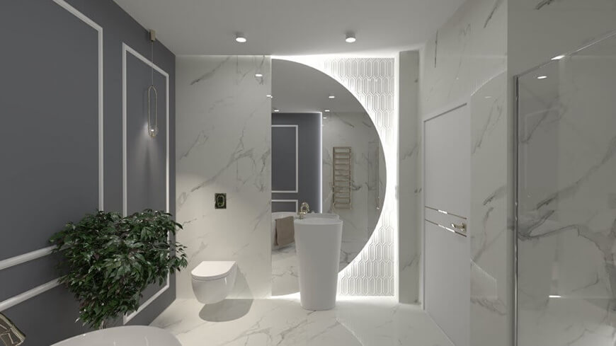 Łazienka z podświetlanym lustrem