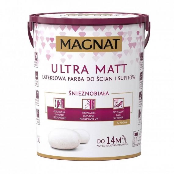 Farba Lateksowa Magnat Ultra Matt Śnieżnobiała 5L